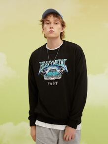 Guys Letter Car Graphic Sweatshirt