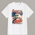 Guys Letter Car & Tropical Graphic Tee