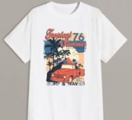 Guys Letter Car & Tropical Graphic Tee