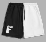 Guys Letter Cartoon Colorblock Drawstring Shorts