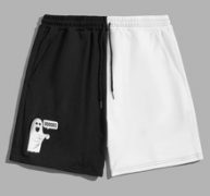 Guys Letter Cartoon Colorblock Drawstring Shorts