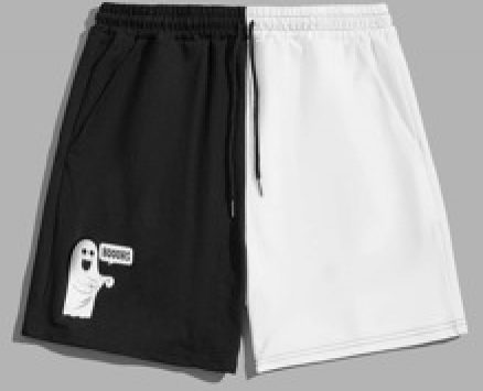 Guys Letter Cartoon Colorblock Drawstring Shorts