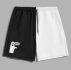 Guys Letter Cartoon Colorblock Drawstring Shorts
