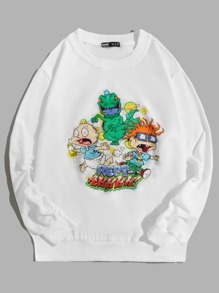 Guys Letter Cartoon Graphic Sweatshirt