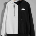 Guys Letter Colorblock Drawstring Hoodie