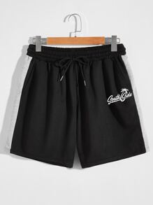 Guys Letter Colorblock Drawstring Shorts