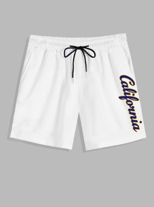 Guys Letter Drawstring Shorts 7''