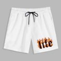 Guys Letter Fire Graphic Drawstring Shorts