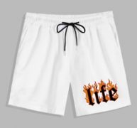 Guys Letter Fire Graphic Drawstring Shorts