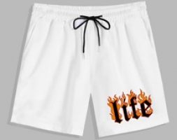 Guys Letter Fire Graphic Drawstring Shorts