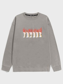 Guys Letter Fire Graphic Sweatshirt