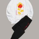 Guys Letter Floral Graphic Sweatshirt & Drawstring Sweatpants