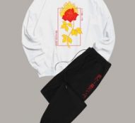 Guys Letter Floral Graphic Sweatshirt & Drawstring Sweatpants