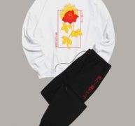 Guys Letter Floral Graphic Sweatshirt & Drawstring Sweatpants