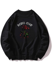 Guys Letter Floral Graphic Sweatshirt