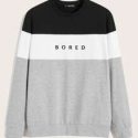 Guys Letter Graphic Colorblock Pullover