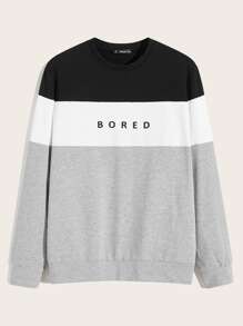 Guys Letter Graphic Colorblock Pullover