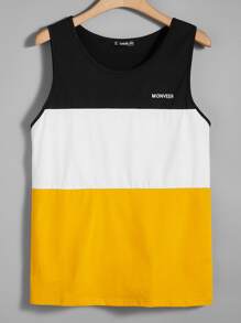 Guys Letter Graphic Colorblock Tank Top