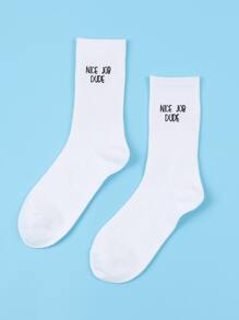 Guys Letter Graphic Crew Socks