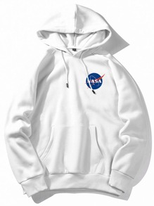 Guys Letter Graphic Drawstring Hoodie