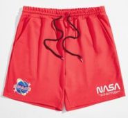 Guys Letter Graphic Drawstring Shorts 6”