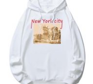 Guys Letter Graphic Print Drawstring Hoodie