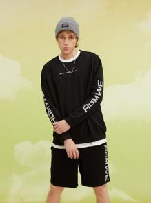 Guys Letter Graphic Sweatshirt & Shorts