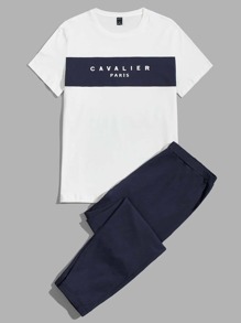 Guys Letter Graphic Tee & Pants Lounge Set