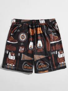 Guys Letter Mountain Graphic Shorts