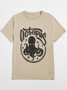 Guys Letter Octopus Graphic Tee