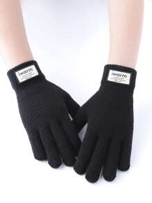 Guys Letter Patch Decor Gloves