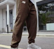 Guys Letter Patched Corduroy Pants