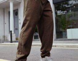 Guys Letter Patched Corduroy Pants