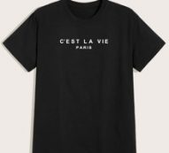 Guys Letter Print Black Tee