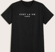 Guys Letter Print Black Tee