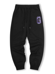 Guys Letter Print Drawstring Sweatpants