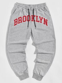 Guys Letter Print Drawstring Sweatpants