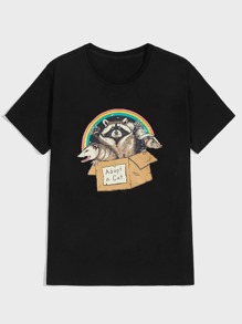 Guys Letter Rainbow & Animal Graphic Tee