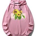 Guys Letter Sunflower Graphic Drawstring Hoodie