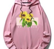 Guys Letter Sunflower Graphic Drawstring Hoodie