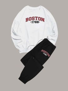 Guys Letter Sweatshirt & Drawstring Sweatpants