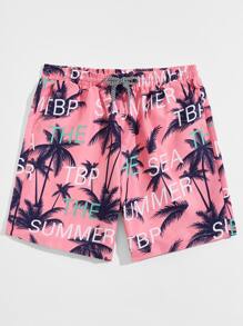 Guys Letter Tropical Graphic Shorts