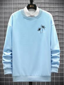 Guys Letter Tropical Print Sweatshirt