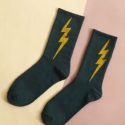 Guys Lightning Pattern Crew Socks