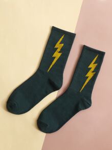 Guys Lightning Pattern Crew Socks