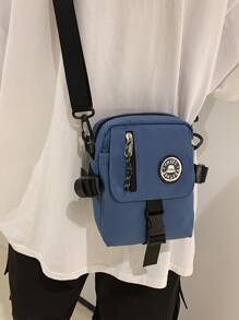 Guys Minimalist Buckle Decor Crossbody Bag