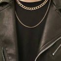 Guys Minimalist Layered Chain Necklace