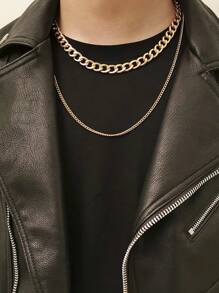 Guys Minimalist Layered Chain Necklace