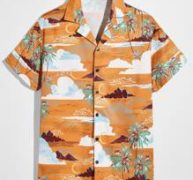 Guys Mountain Graphic Button Front Shirt