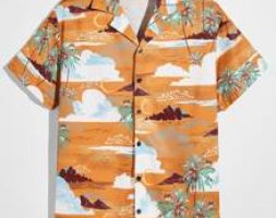 Guys Mountain Graphic Button Front Shirt